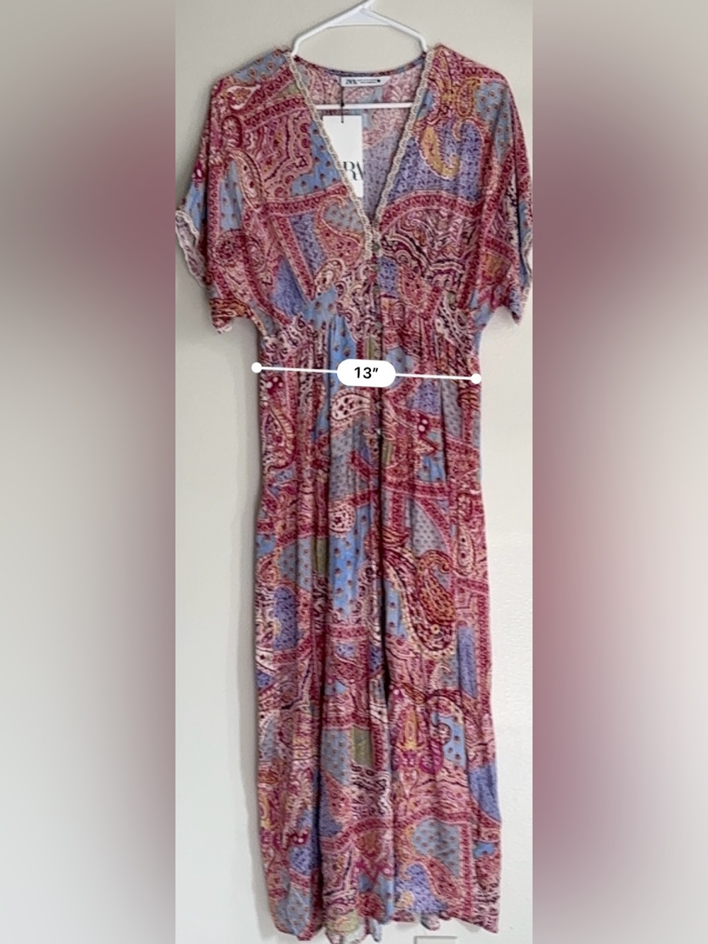 Zara Pink and Light Blue Paisley Midi Dress - Picture 10 of 10